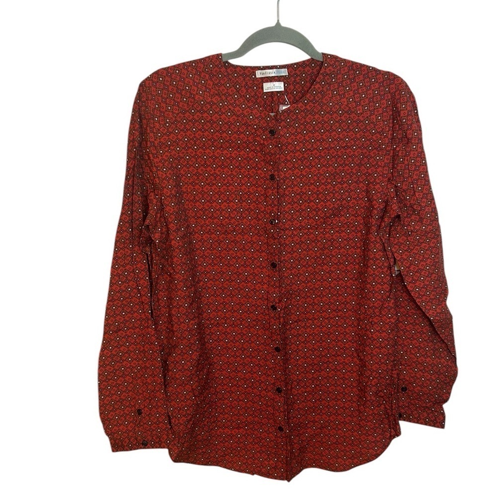 Nwt Van Heusen Bohemian Pattern Button Down Blouse